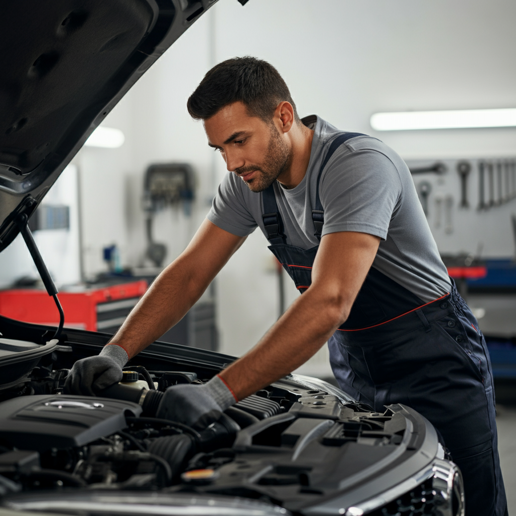 Diagnose & Fix Common Car Noises – Hull Garage mechanic looking at engine