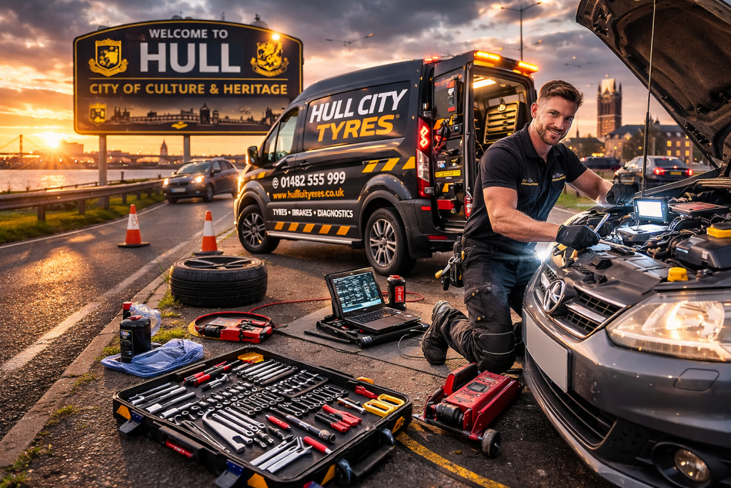 Mobile mechanic in hull city fixing a car